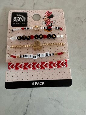 Disney Minnie Mouse Red & White Beaded Bracelet Set - 5 Pack